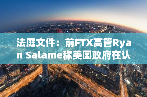 法庭文件：前FTX高管Ryan Salame称美国政府在认罪协议上出尔反尔