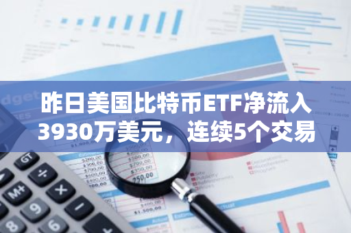 昨日美国比特币ETF净流入3930万美元，连续5个交易日净流入