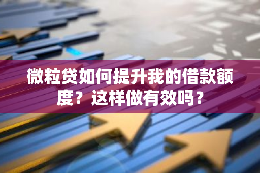 微粒贷如何提升我的借款额度？这样做有效吗？