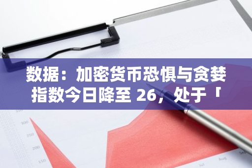 数据：加密货币恐惧与贪婪指数今日降至 26，处于「恐惧状态」