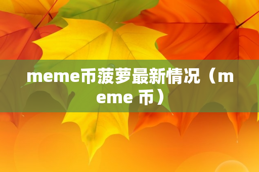 meme币菠萝最新情况（meme 币）