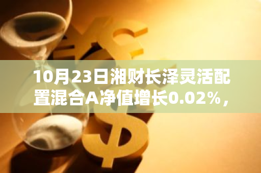 10月23日湘财长泽灵活配置混合A净值增长0.02%，近6个月累计上涨19.65%