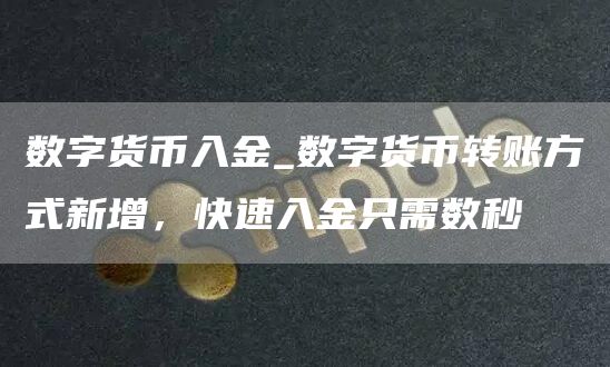 数字货币入金_数字货币转账方式新增，快速入金只需数秒