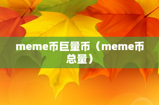 meme币巨量币（meme币总量）