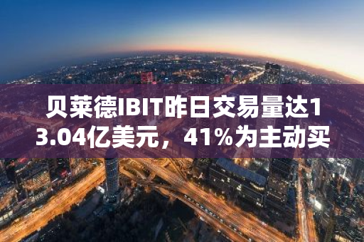 贝莱德IBIT昨日交易量达13.04亿美元，41%为主动买单