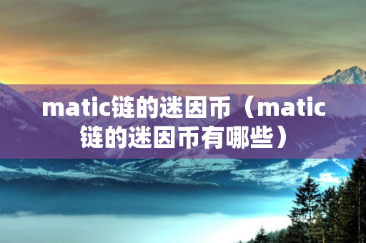 matic链的迷因币（matic链的迷因币有哪些）