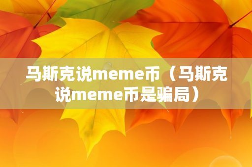 马斯克说meme币（马斯克说meme币是骗局）