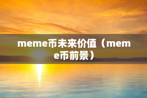 meme币未来价值（meme币前景）