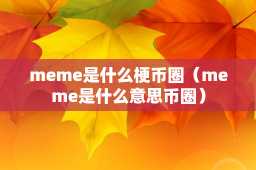 meme是什么梗币圈（meme是什么意思币圈）