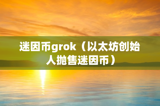 迷因币grok（以太坊创始人抛售迷因币）