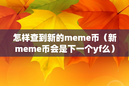 怎样查到新的meme币（新meme币会是下一个yf么）