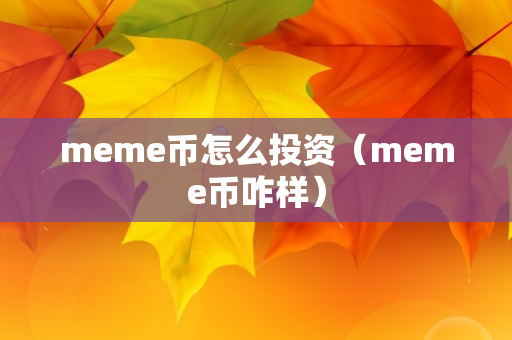 meme币怎么投资（meme币咋样）