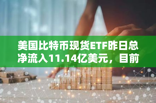 美国比特币现货ETF昨日总净流入11.14亿美元，目前总资产净值为906.05亿美元