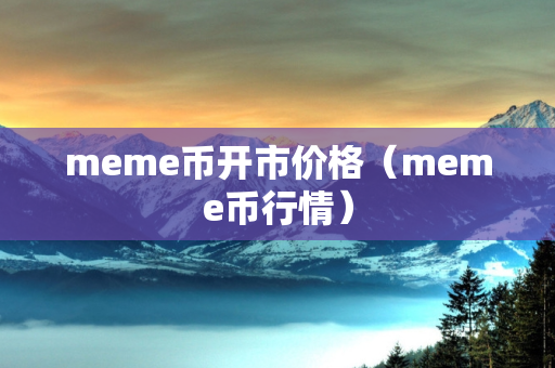 meme币开市价格（meme币行情）