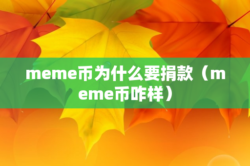 meme币为什么要捐款（meme币咋样）