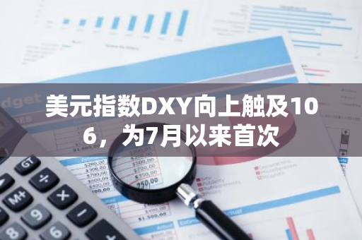 美元指数DXY向上触及106，为7月以来首次