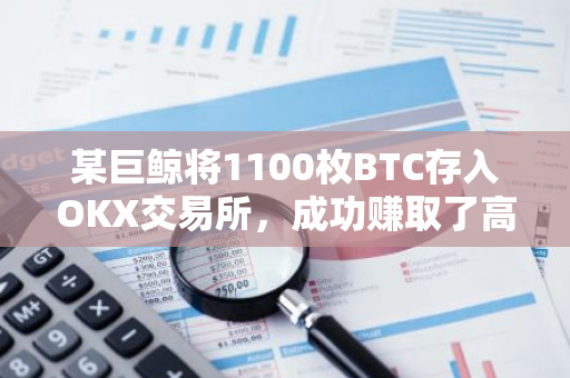 某巨鲸将1100枚BTC存入OKX交易所，成功赚取了高达7673万美元的丰厚利润