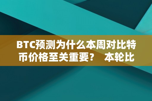 BTC预测为什么本周对比特币价格至关重要？ 本轮比特币上涨原因